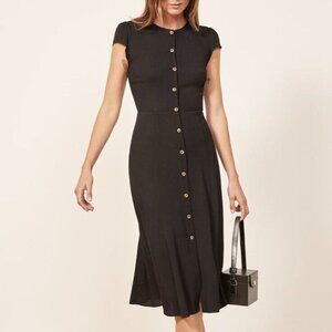 Reformation Black Midi Dress